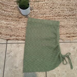 GREEN KNIT RUCHED MINI SKIRT